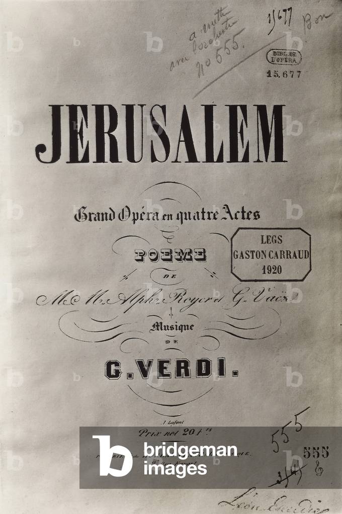 Title page of the opera 'Jerusalem', c.1847 (litho)