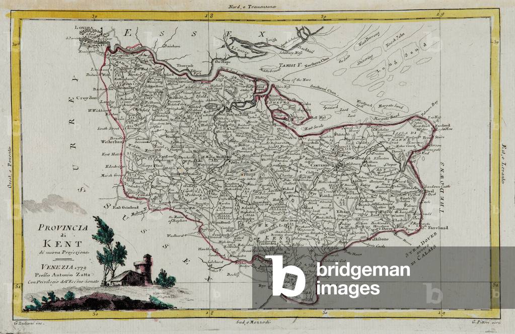 Province of Kent, engraving by G. Zuliani taken from Tome I of the 