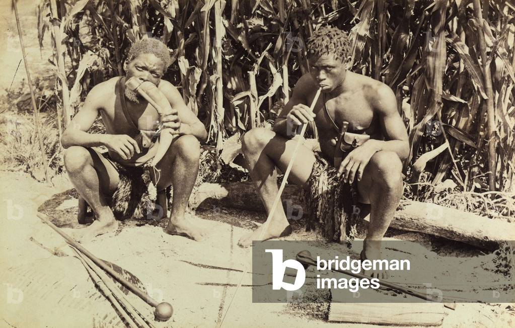 Two Africans with musical instruments, 1890 (print on double-weight paper)