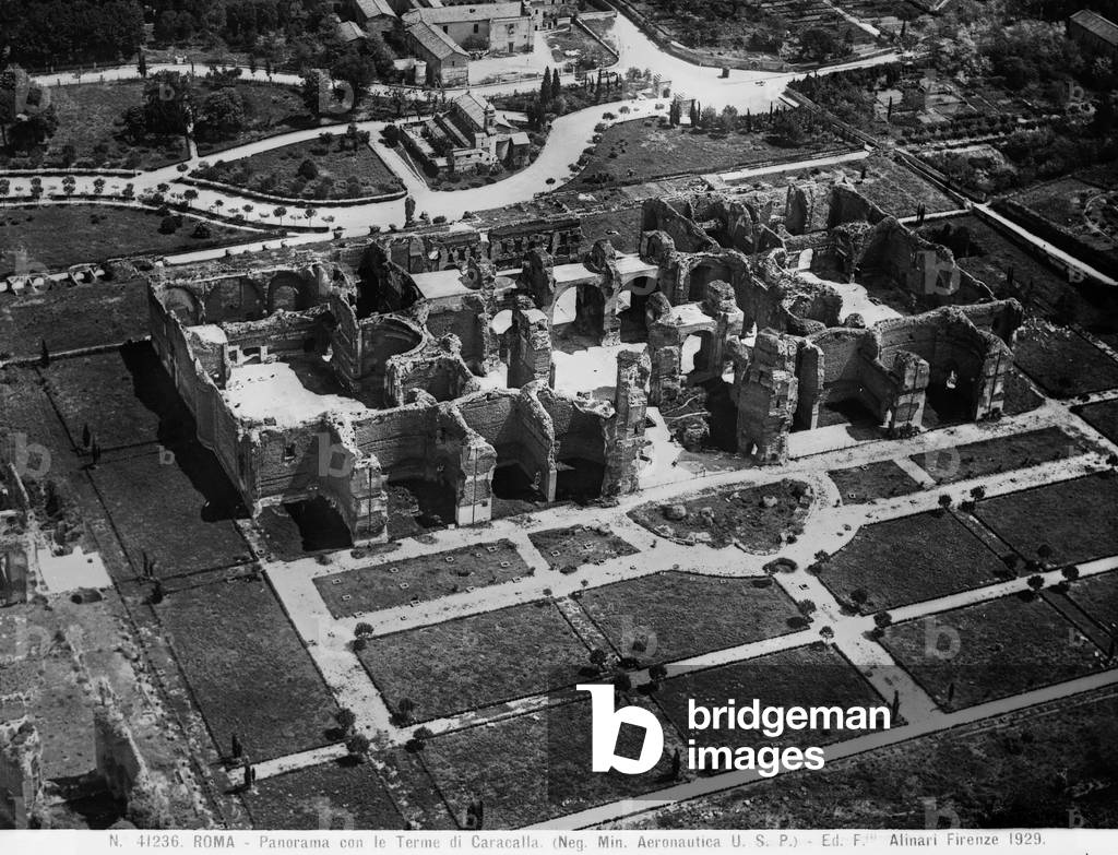 Aerial view of the Baths of Caracalla, Rome