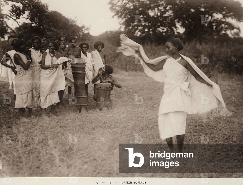 Somalian dancer: photograph commissioned by the Italo-Somali Agricultural Society, 1930-1935 (print on double-weight paper)