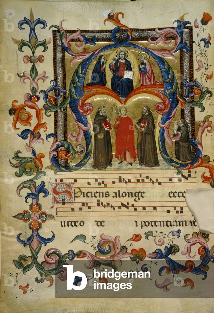 Illuminated initial with Christ in glory (Corale 39, c. 1v), work for choir book 39 of Santa Maria degli Angeli from the church of San Pancrazio in Florence