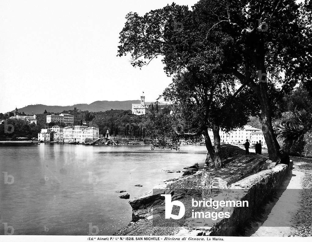 Coastal panorama of San Michele di Pagana, near Rapallo, along the Genoese riviera