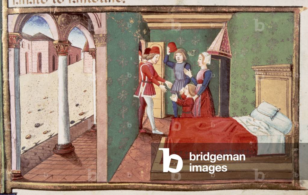 Fol.51r The son of the centurion cured by Christ rises from his bed (vellum)