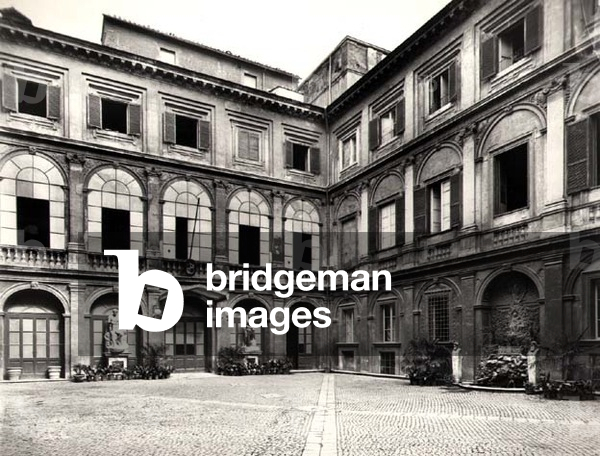 The Courtyard, designed by Girolamo Riario and Martino Longhi the Elder (c.1534-c.1593) (b/w photo)