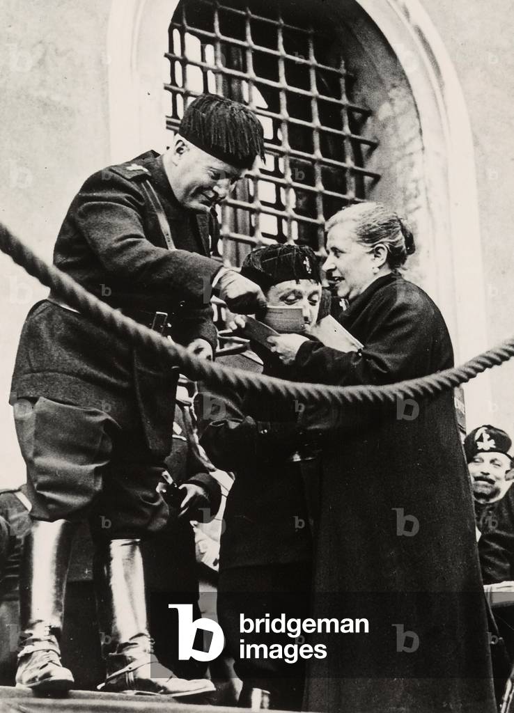 Mussolini at Labor Day celebrations, 29/04/1935 (b/w photo)