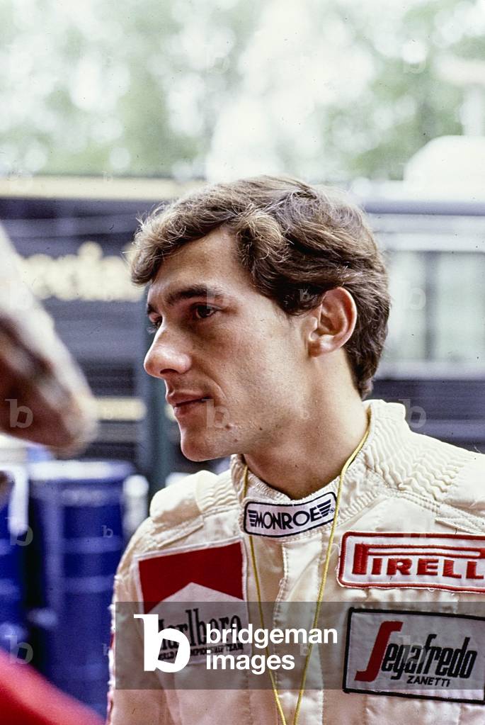 The Formula 1 driver Ayrton Senna (1960-1994) photographed in the period when he ran with the automaker Toleman