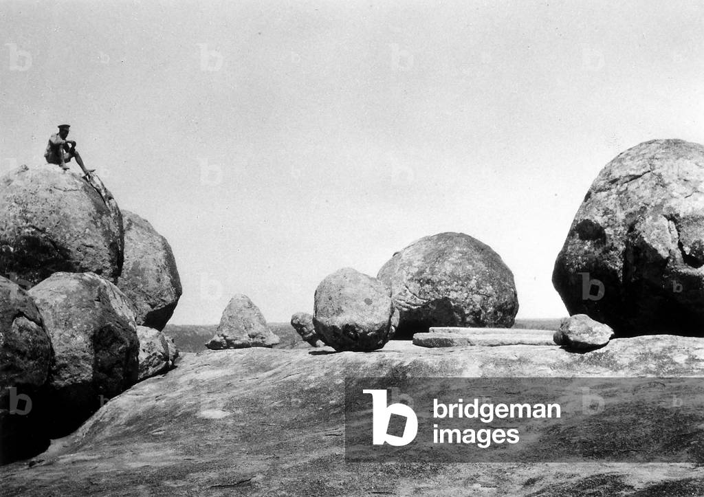 Rocks sculpted by atmospheric agents in the Matopo Mountains in Bulawayo in Rhodesia, the current Zimbabwe