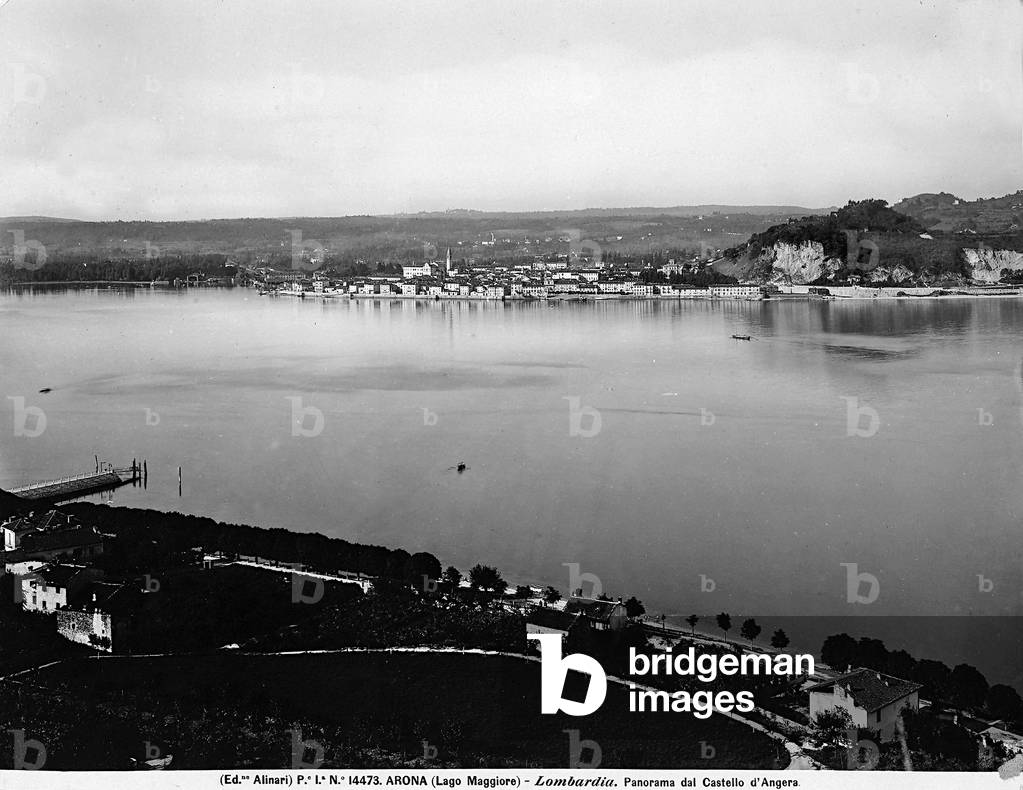 Panoramic view of the little city of Arona on Lago Maggiore