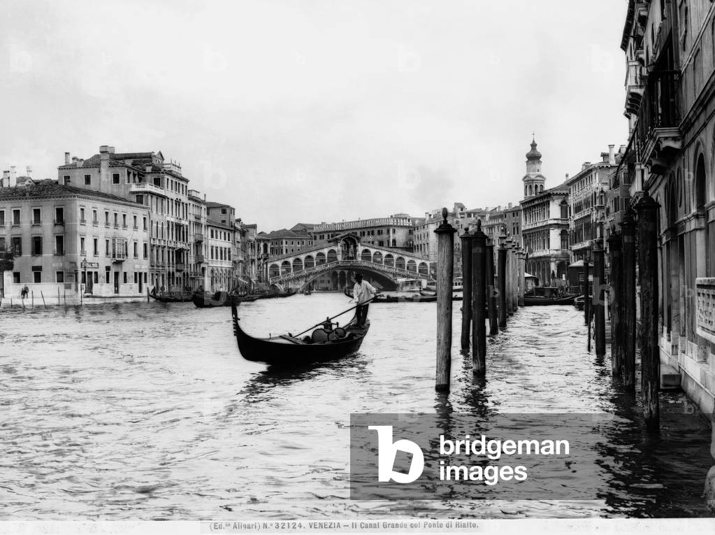 View of the Grand Canal with the Rialto Bridge in Venice