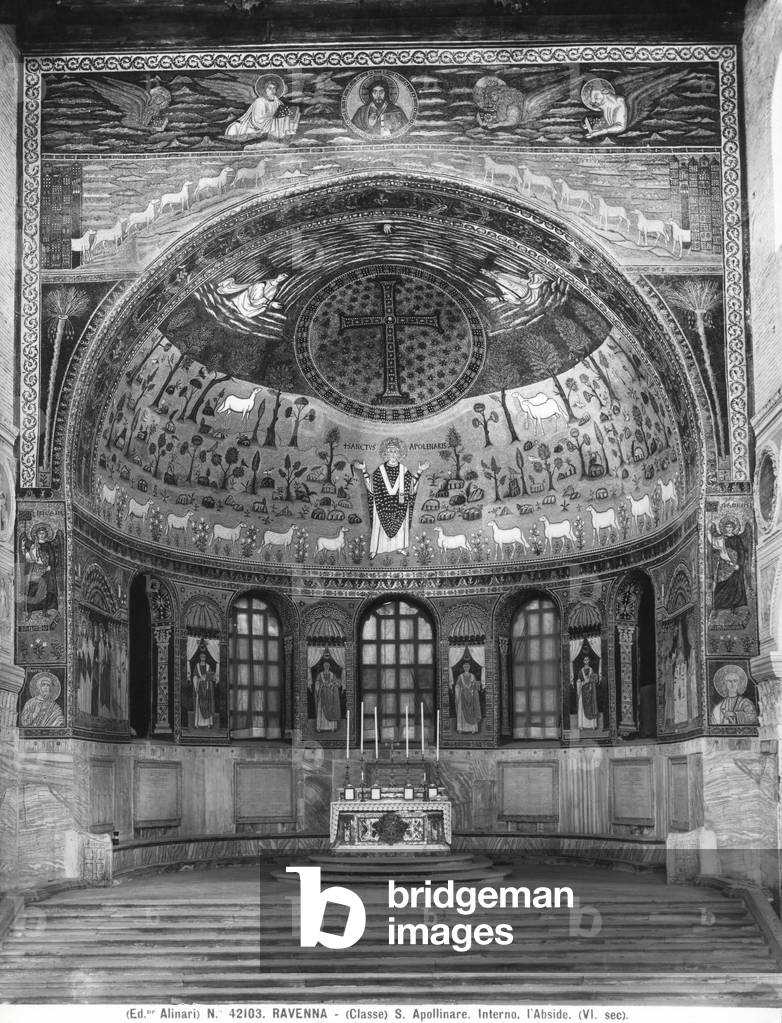 View of the apse (mosaic) (b/w photo)