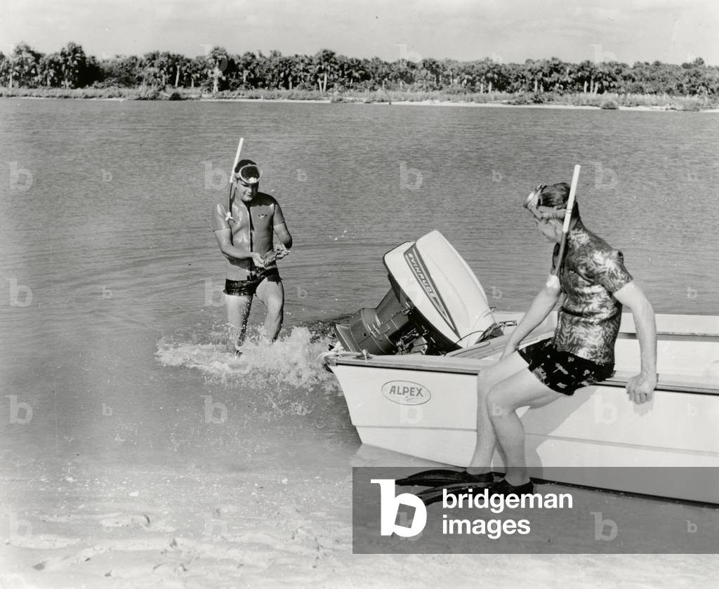 underwater fishing with the boat, 1963
