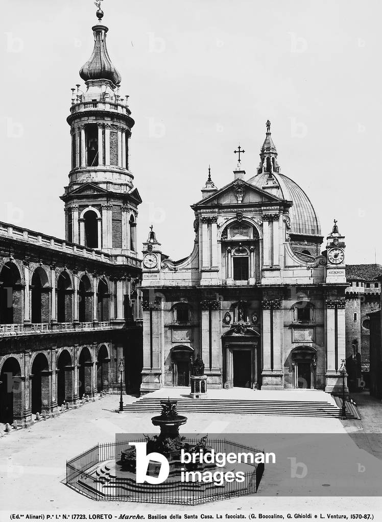 View from the Basilica of the Santa Casa, Loreto. From the centre of the piazza the Fountain of the Madonna is visible