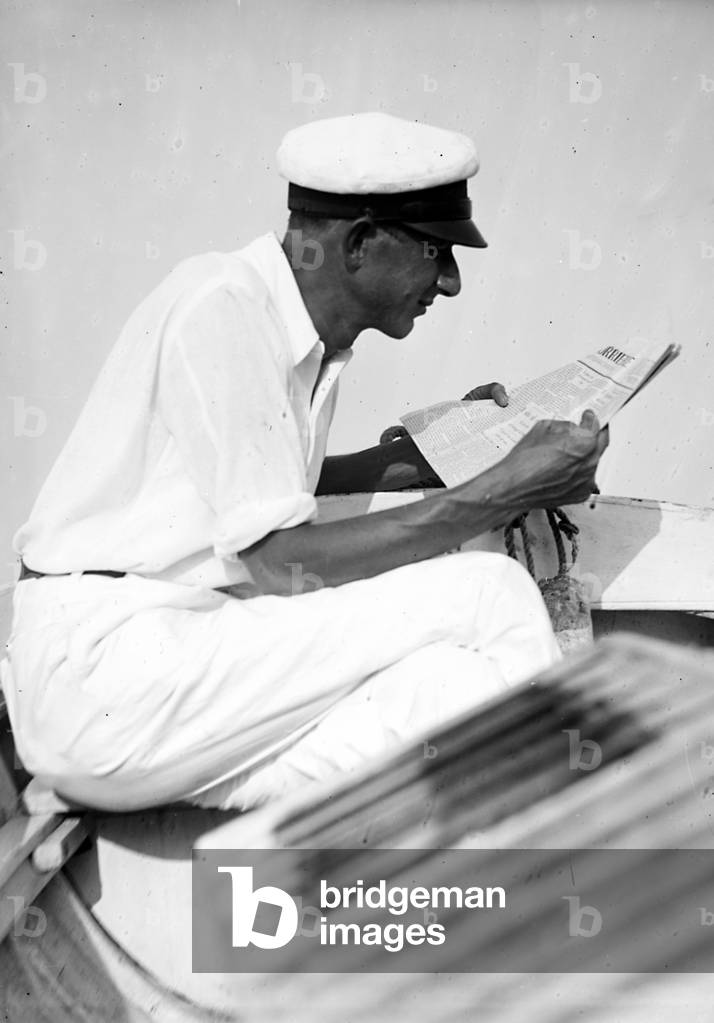 Portrait of a sailor on board a boat