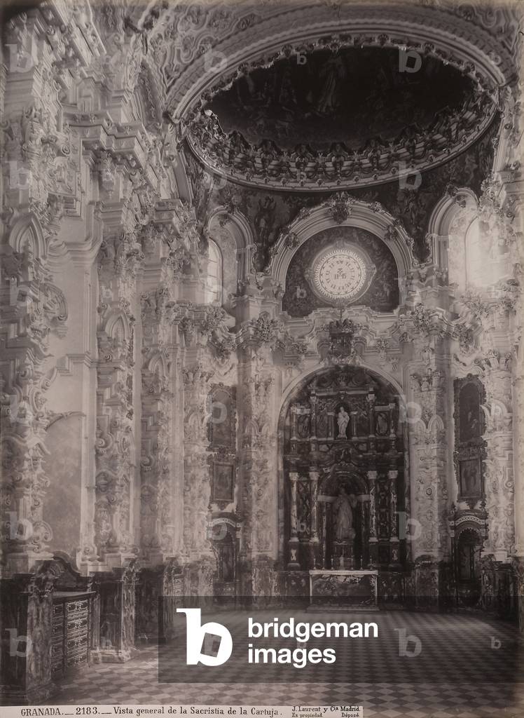 The Sagrestia de la Cartuja de la Asuncion, Granada, Spain, c.1875 (b/w photo)