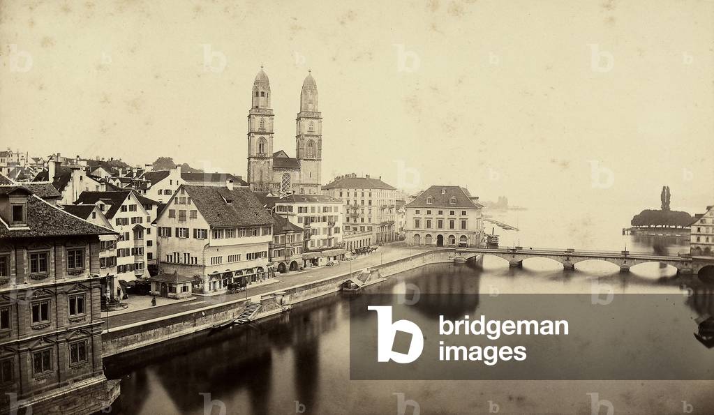 The city of Zurich with the Limmat River running through it, Switzerland