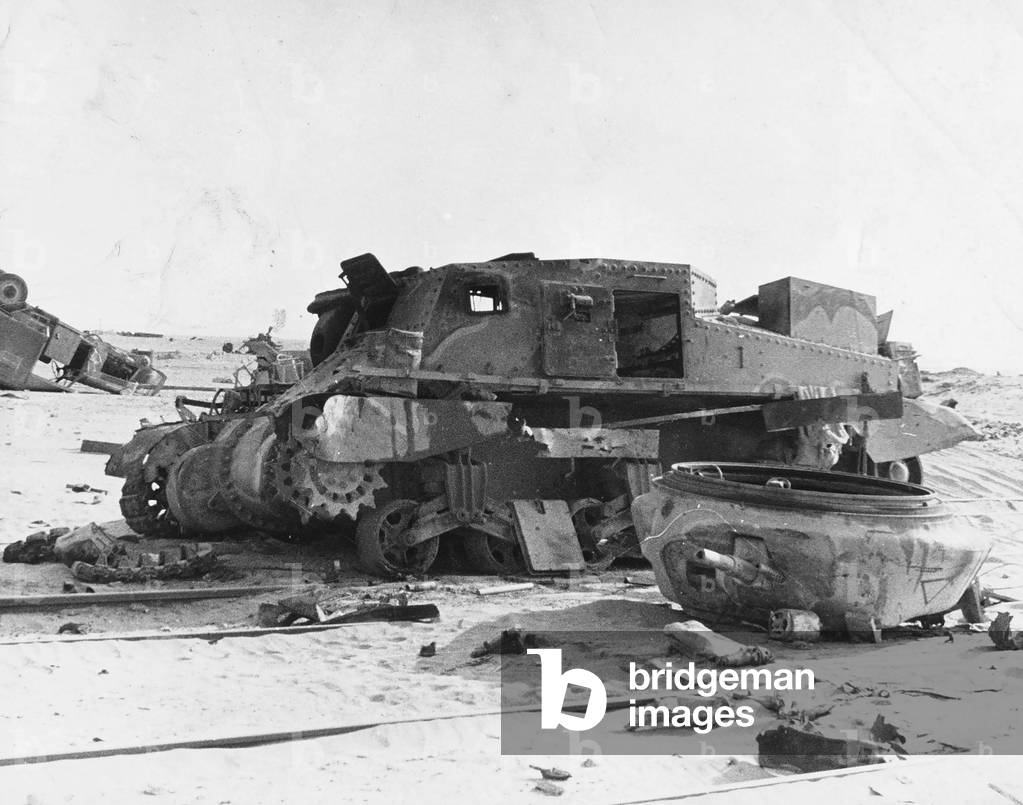 Military vehicle in the south of Libya during World War II. (b/w photo)