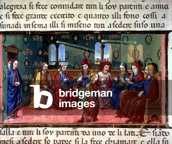fol.14r Presentation of the Virgin to the Friends of her Father (vellum)