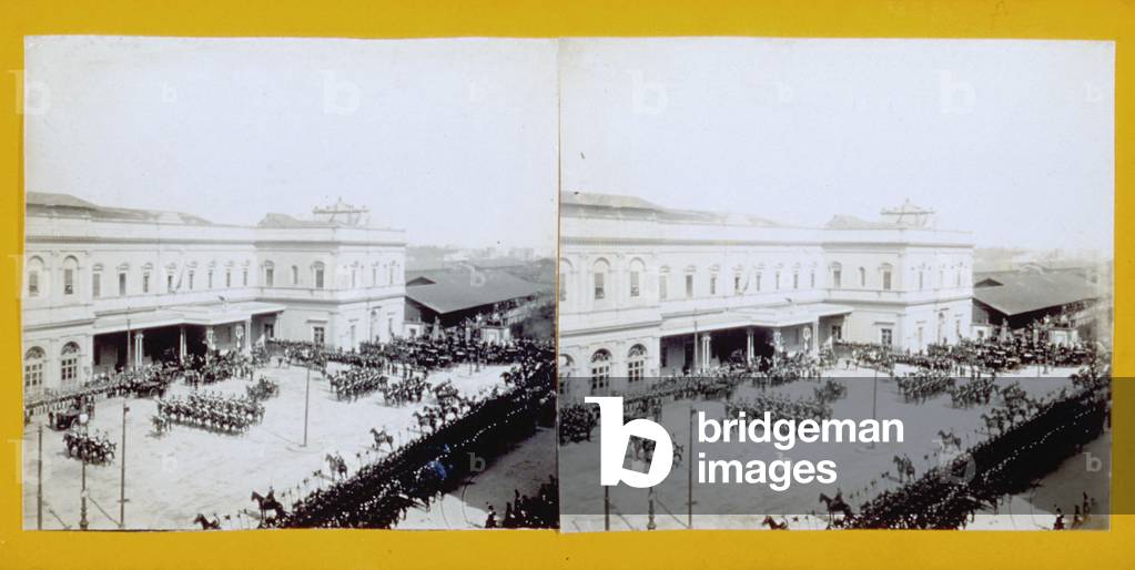 The arrival at Termini station in Rome of Edward VII, King of Great Britain and Ireland
