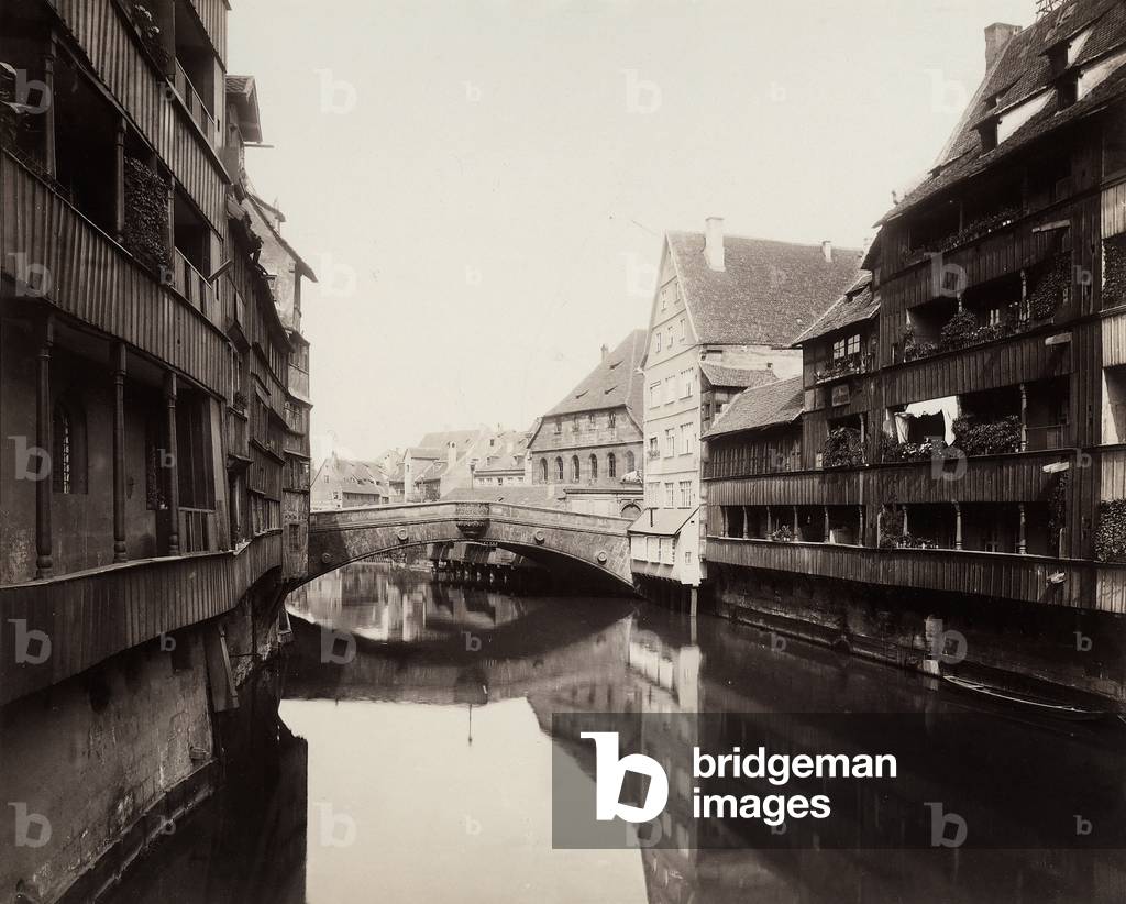 View of Nuremberg with the Fleisch-brücke on the river Pegniz