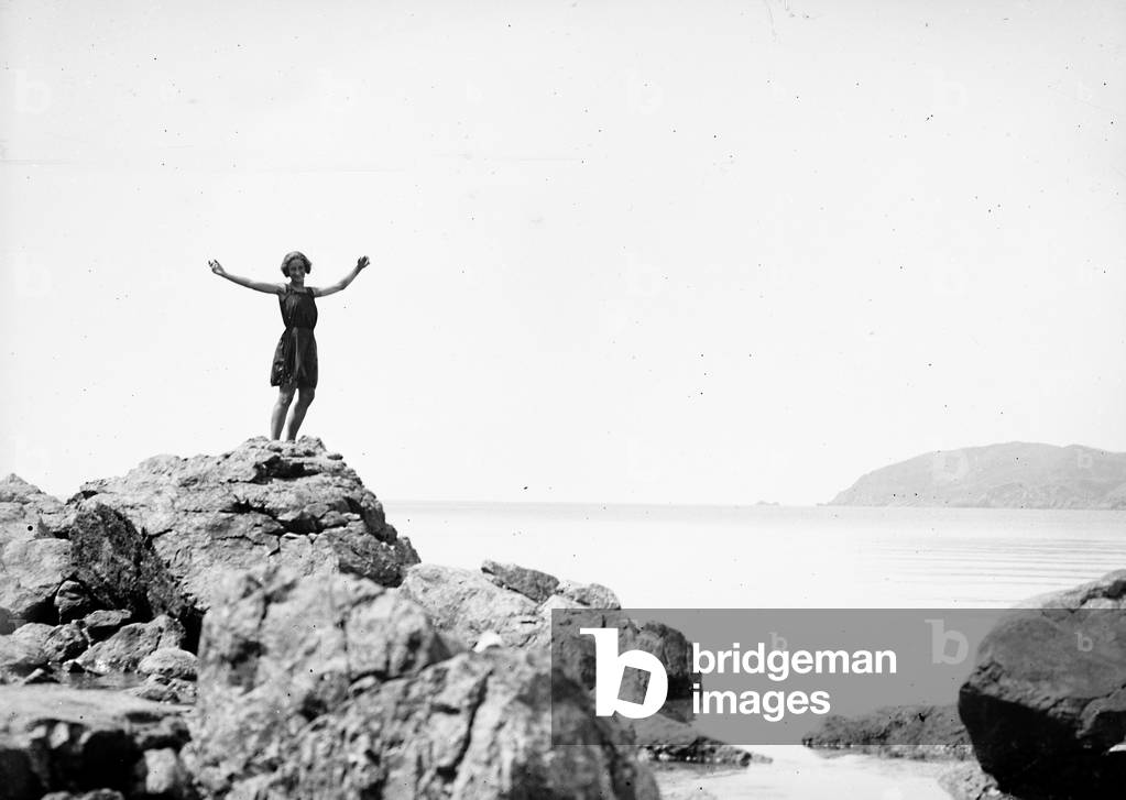 Portrait of a woman on a rock on the Island of Elba