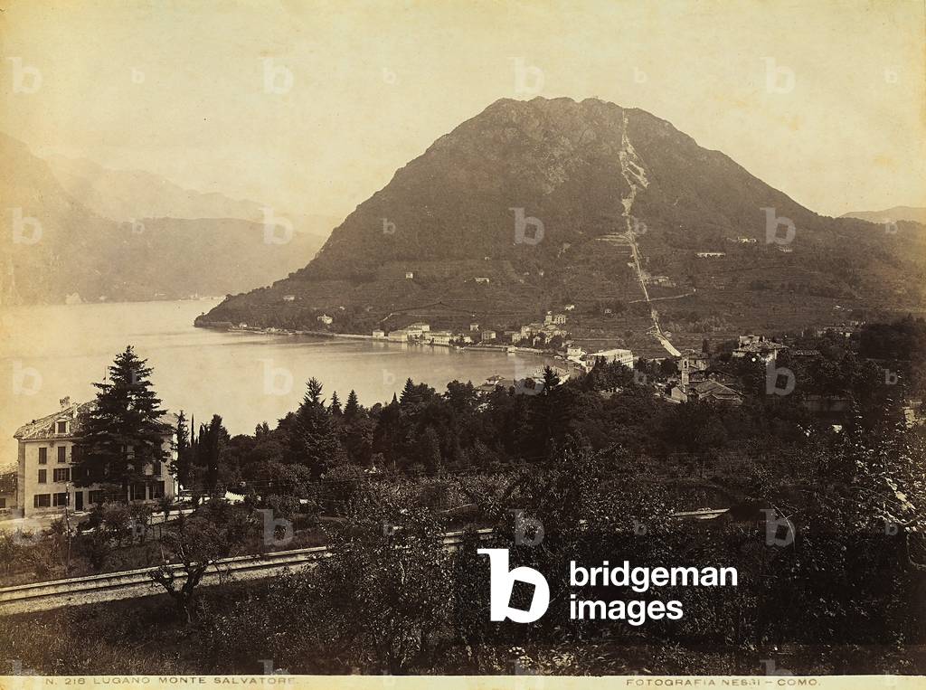 Panorama of Lugano with Mount San Salvatore