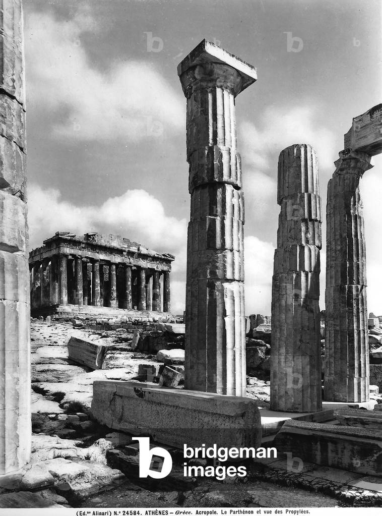 View of the Parthenon seen from the side of the Propylea
