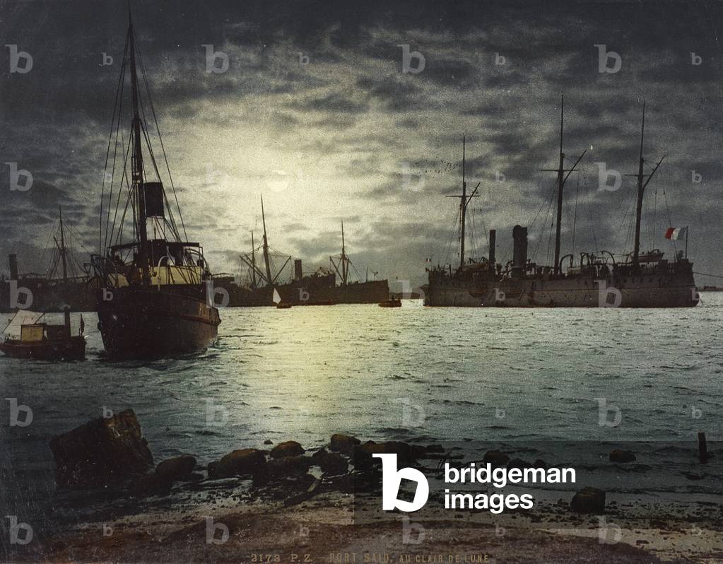 Moonshine on Port Said to the north of the Suez Canal