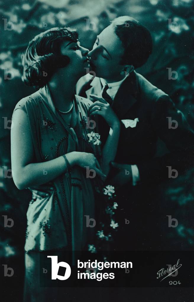 Portrait of a young couple, postcard