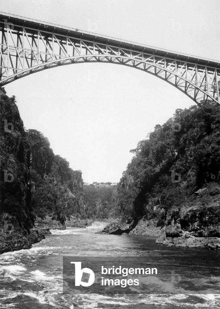 View of the railway bridge near Victoria Falls in Zambia