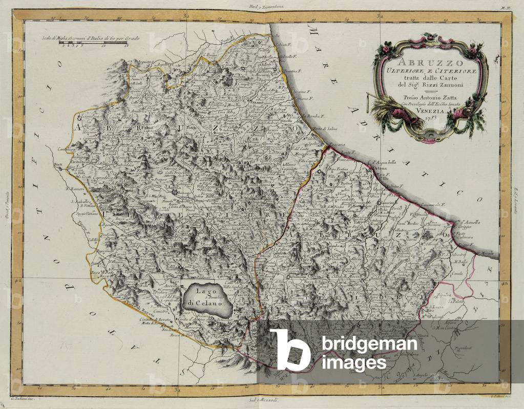 Farther and Hither Abruzzo, engraving by G. Zuliani taken from Tome II of the 