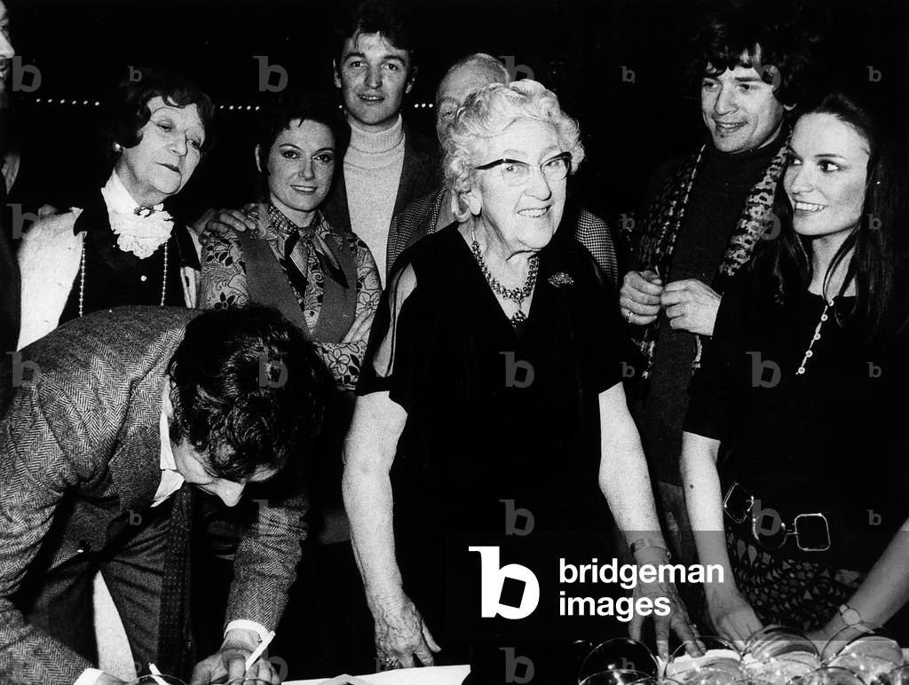 Group photo with Agatha Christie, c.1970 (b/w photo)