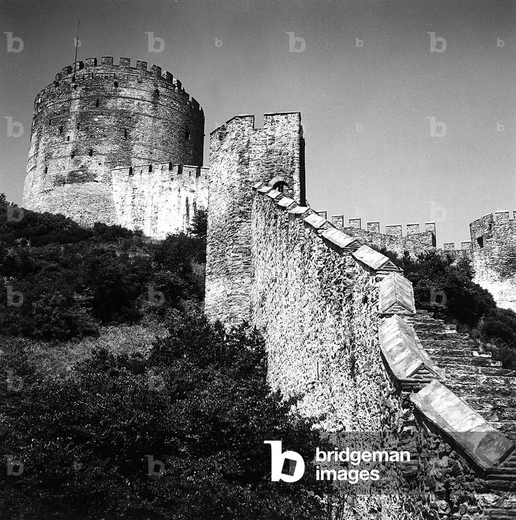 A tower and part of the surrounding walls of the castle of Rumeli Hisari on the Bosporus