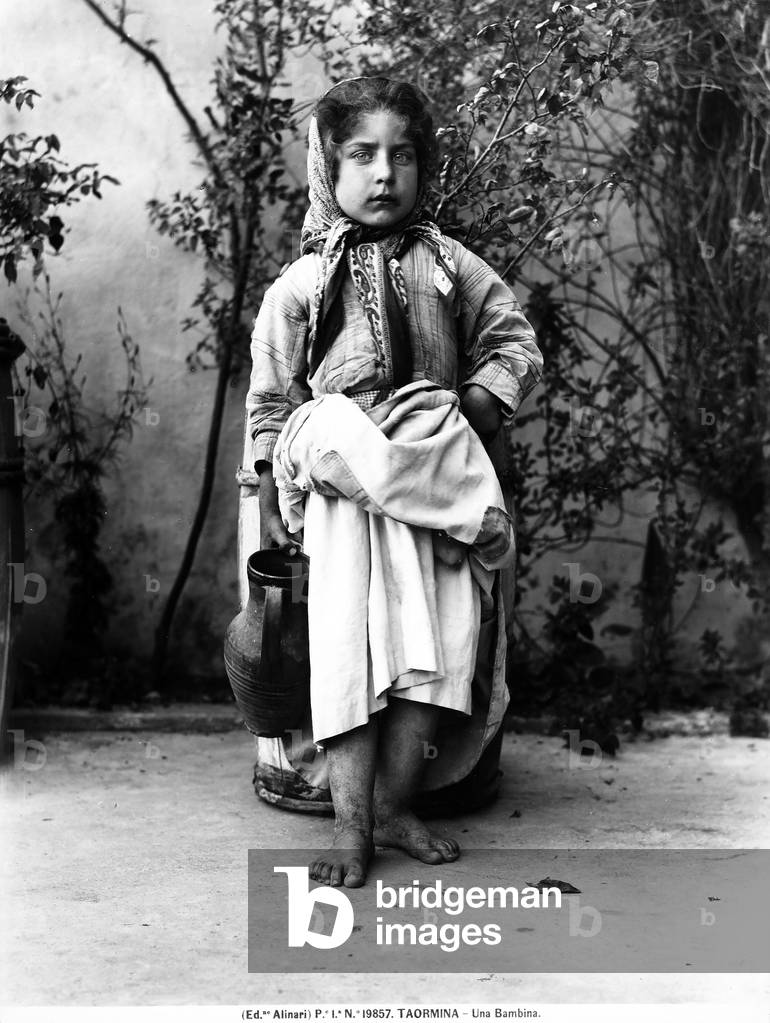 Portrait of girl dressed in commoners, Taormina
