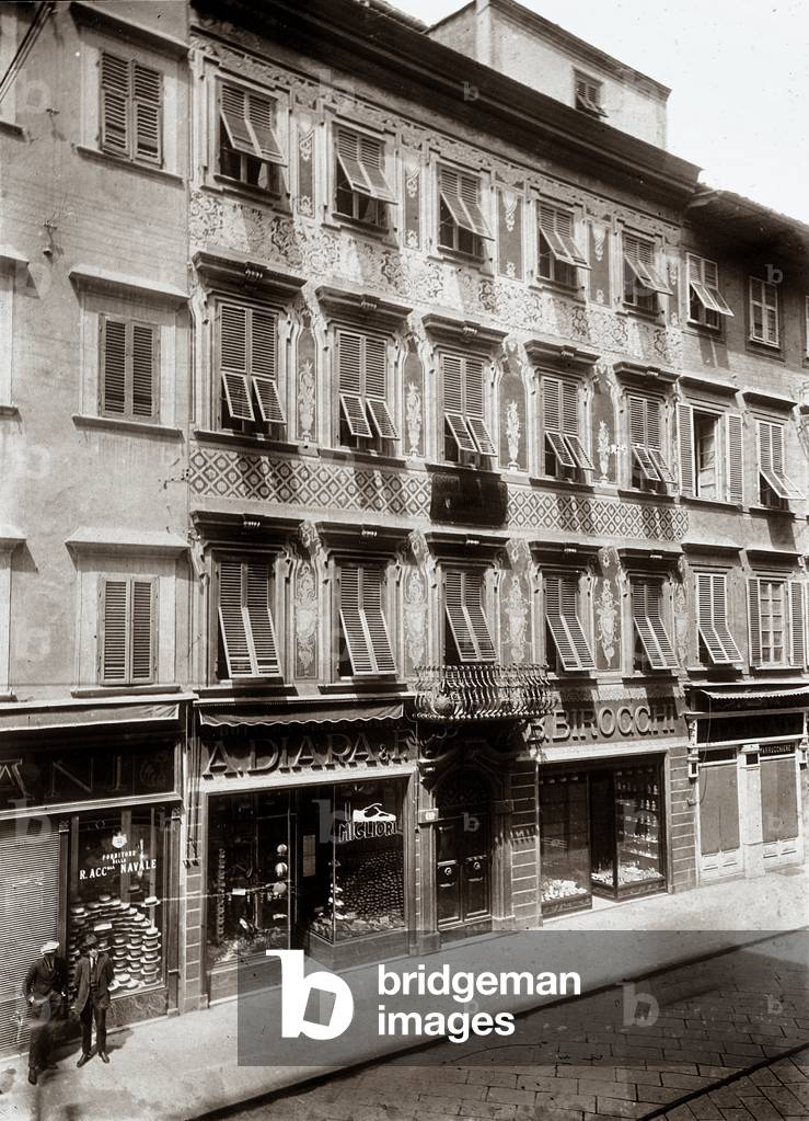Façade of a building with store-fronts