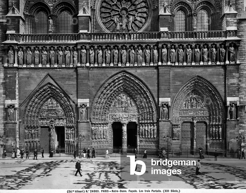Lower part of the facade of Notre-Dame, Paris