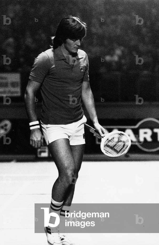 The tennis player Adriano Panatta during a match at the Foro Italico.