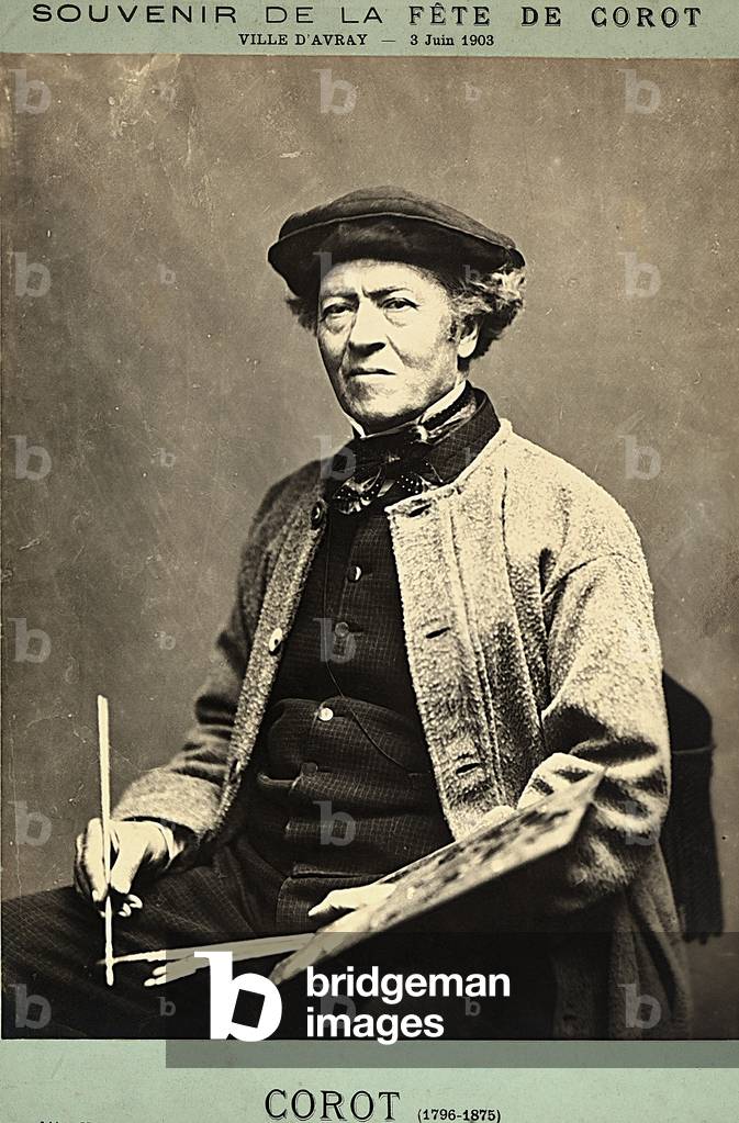 Reproduction of an old photograph of Jean Baptiste Camille Corot, in memory of the holiday honoring the French painter