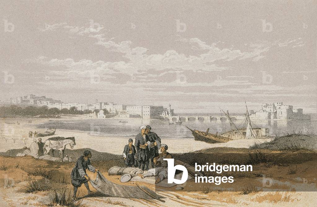 View of Sidon (Said). Etching by Stelzner - Steinkopk J.F. Editore