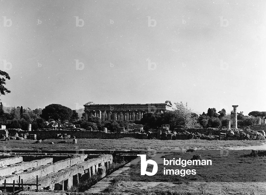 The archeological site of Paestum with the Temple of Neptune