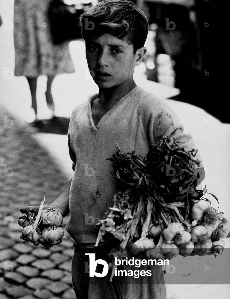 Young seller of garlic