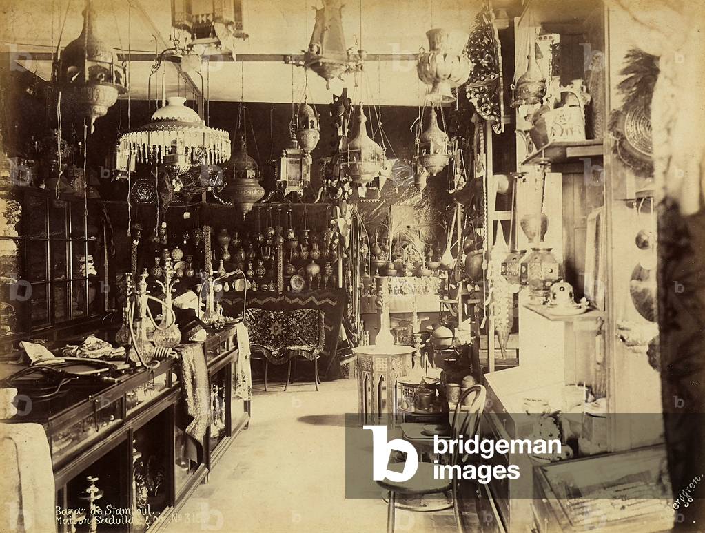 Inside a bazar in Constantinople, Turkey