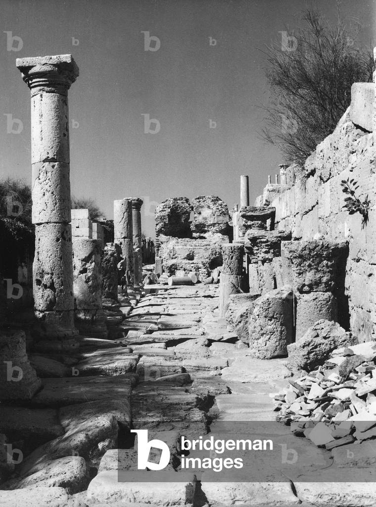Colonnaded street, detail, Leptis Magna