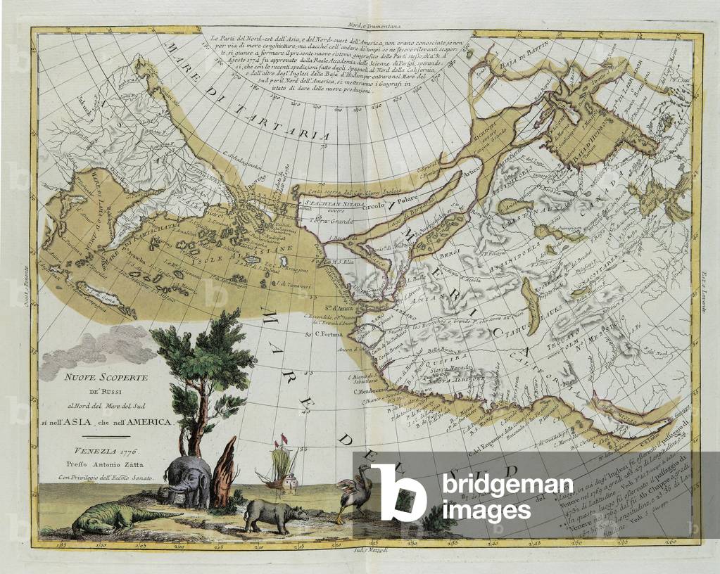 New discoveries by the Russians to the north of the South Seas. both in Asia and in America, engraving by G. Zuliani taken from Tome I of the 