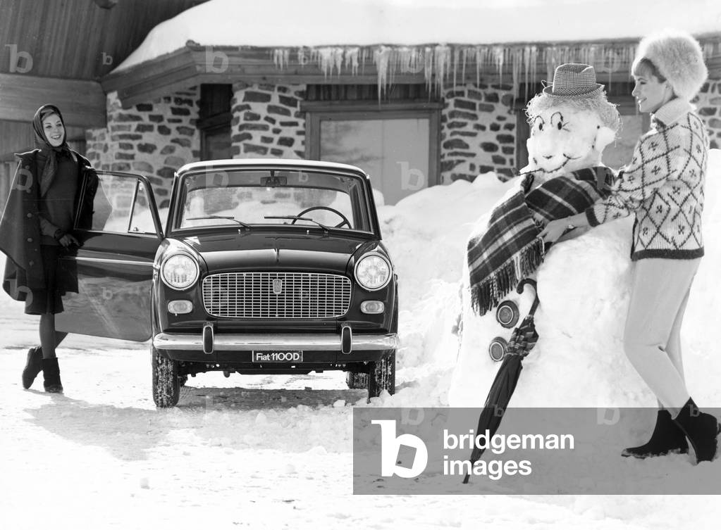 skiing with the fiat 1100 d, 1963