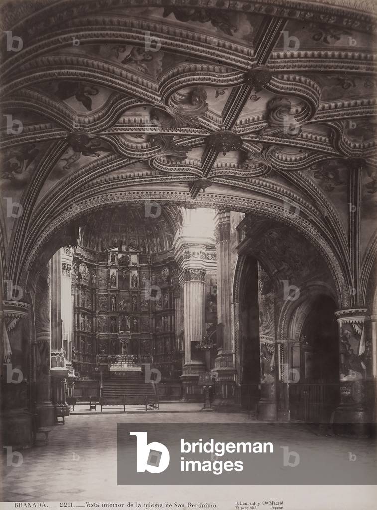 Interior of the Church of Jeronimo, Granada, Spain, c.1875 (b/w photo)
