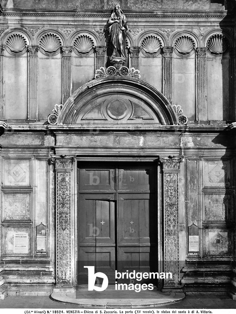 Doorway of the Church of San Zaccaria in Venice, designed by Giovanni Buora; the statue of St. Zachary by Alessandro Vittoria is above the lunette