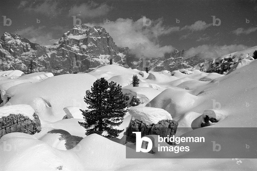 Snowy mountain landscape, Cortina d'Ampezzo
