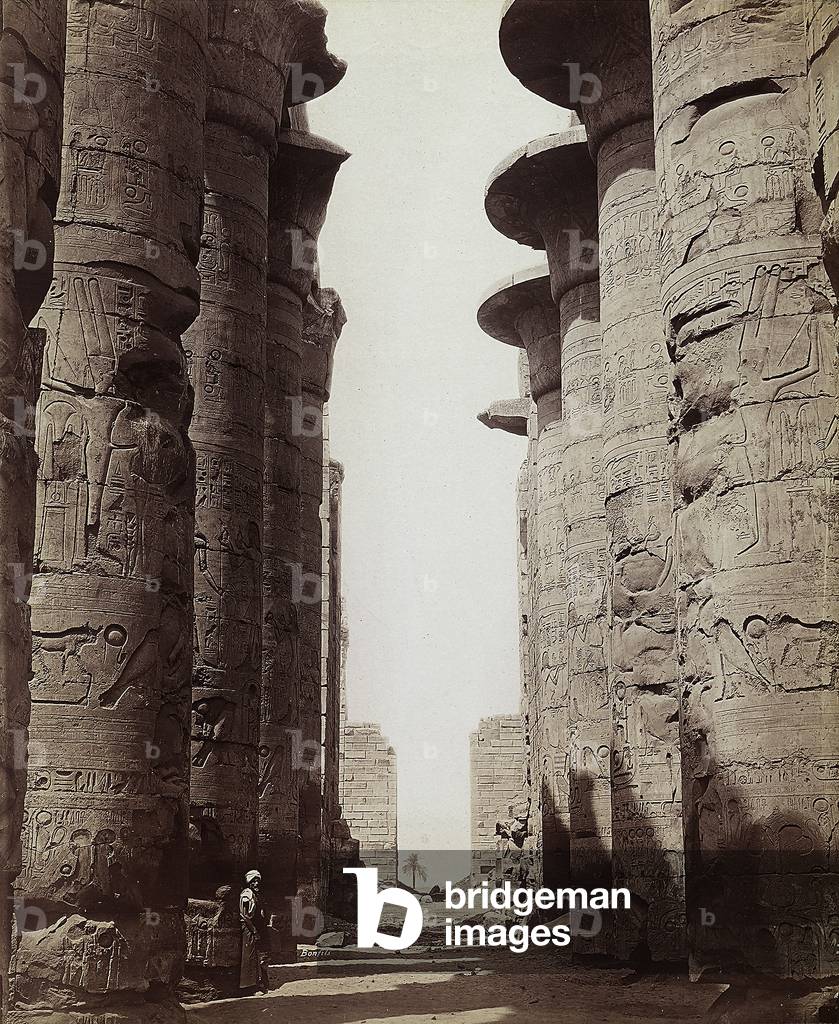 Columns of the hypostyle hall of the Great Temple of Amon-Ra in Karnak, Egypt