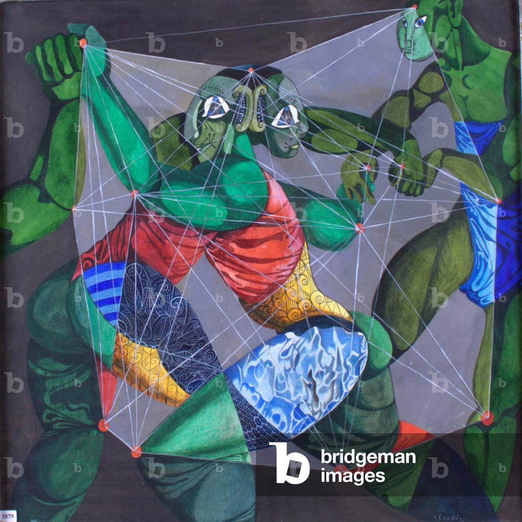 The Wrestlers, c.1944 (mixed media)